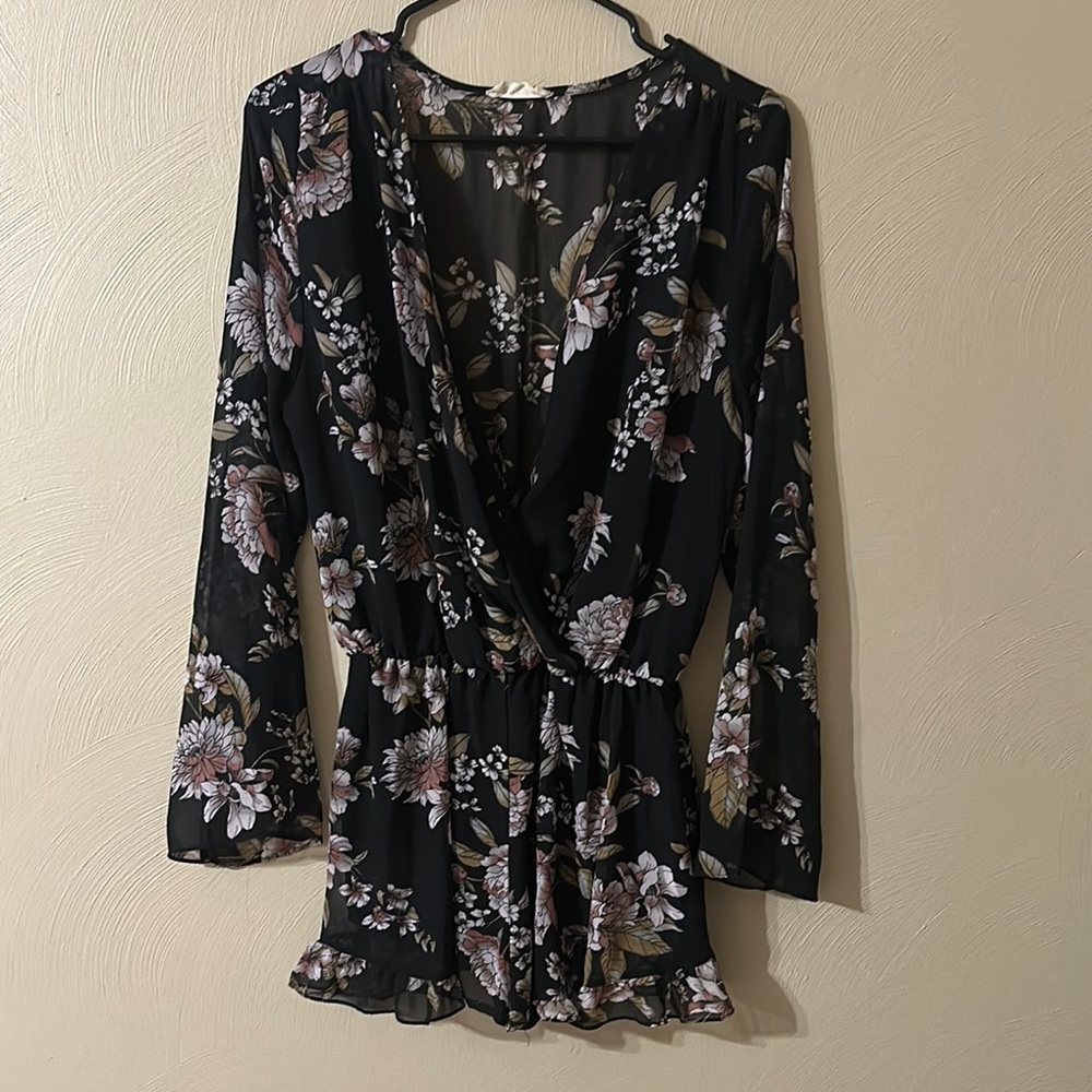 Altar'd State Floral Black Romper